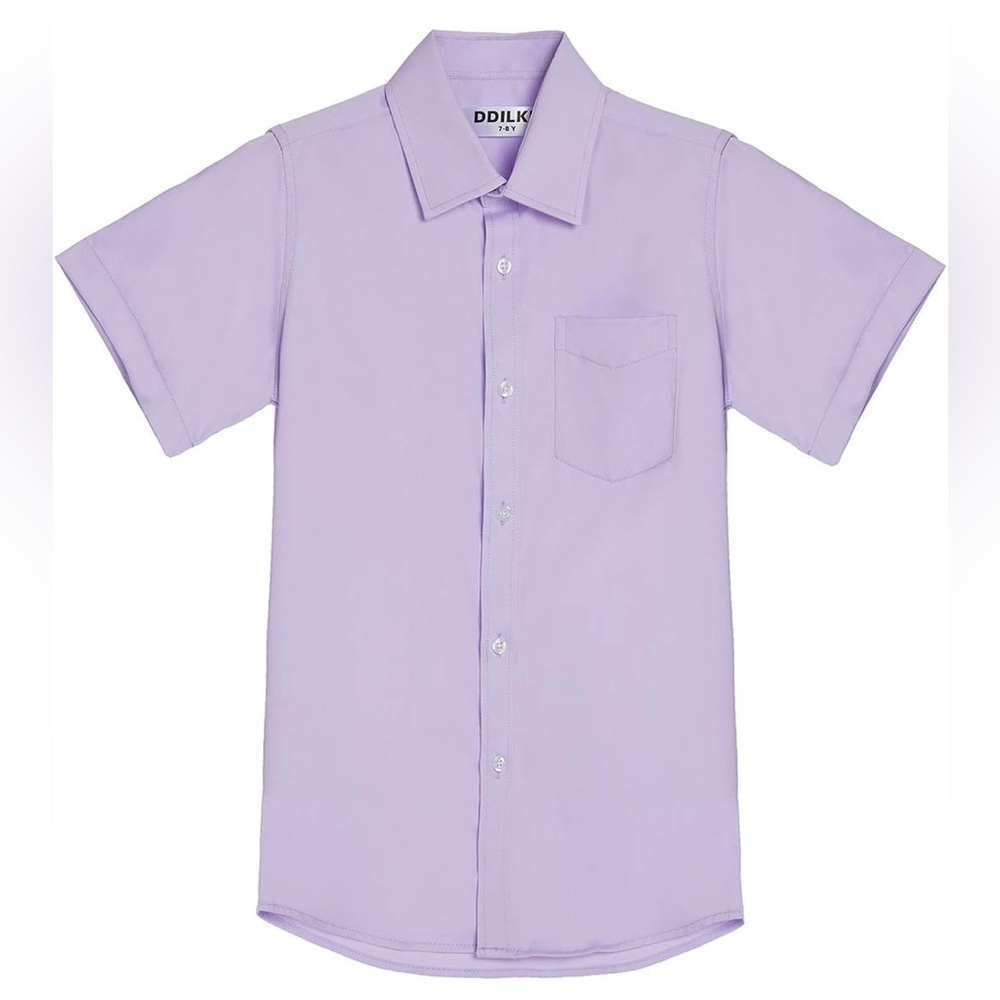 Boys' Short Sleeve Dress Shirt Casual Button Down Uniform Shirts